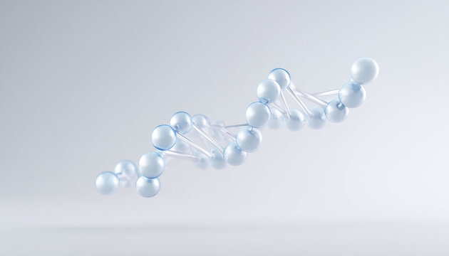 Futuristic abstract illustration of DNA helix molecule structure on light blue background. Science and medical concept showing gene or chromosome for biology research
