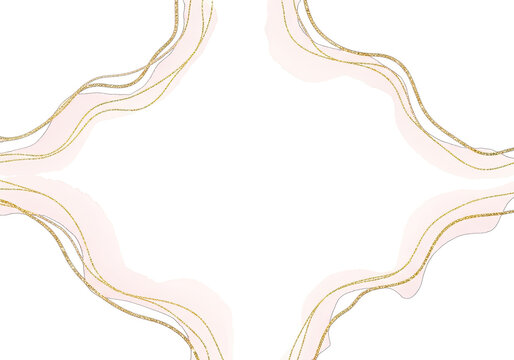 Abstract Black, Pink, Gold Border with Transparent Backdrop. Elegant Luxury Design