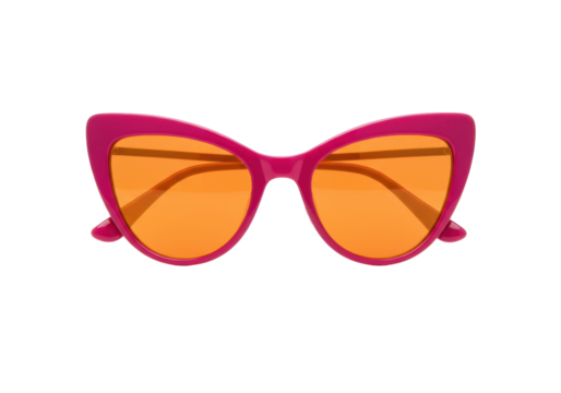 Isolated cat-eye sunglasses with bright orange lenses, vibrant fashionable eyewear for sun - Powered by Adobe