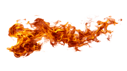 Lively orange and yellow flames against white