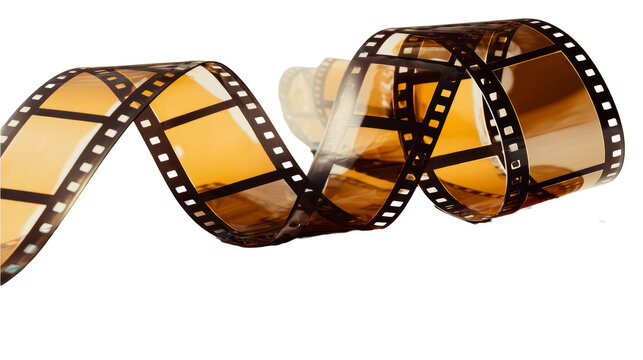 Spiral Film Reel with Perforations and Amber Tone