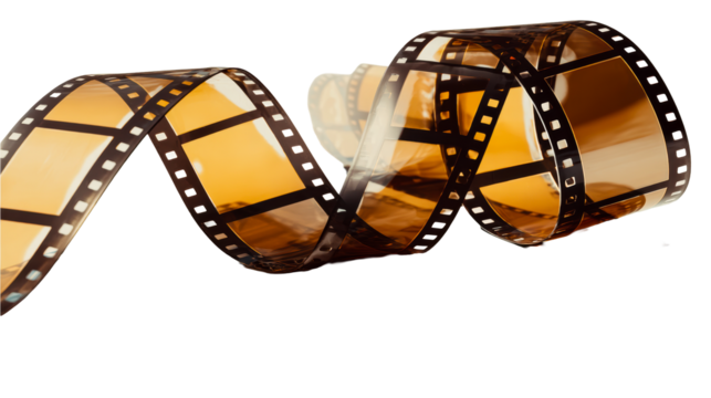 Spiral Film Reel with Perforations and Amber Tone