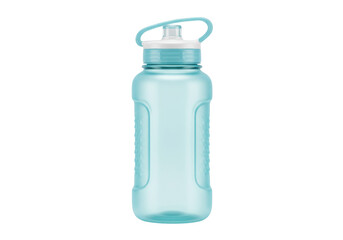 Isolated sport plastic bottle with handle for drink in the gym or for hiking activities.