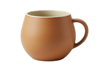 Isolated single brown tea cup or coffee mug with handle, kitchen tableware on display
