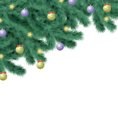 Christmas tree on white background, web template for festive promotional items - Vector illustration