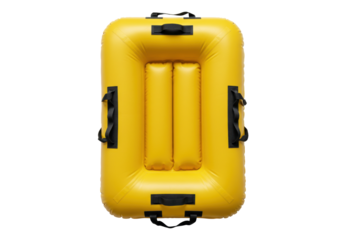 Isolated yellow river raft float tube for water sport adventures on seamless backdrop