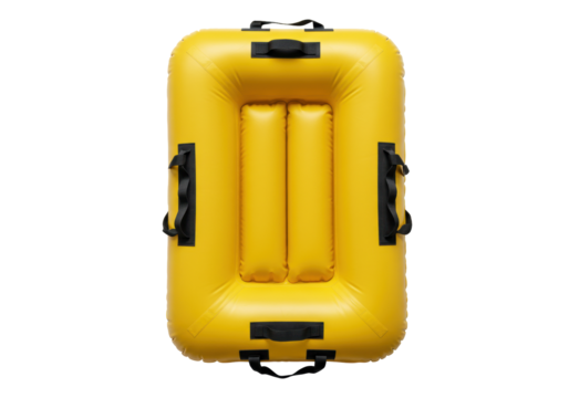 Isolated yellow river raft float tube for water sport adventures on seamless backdrop