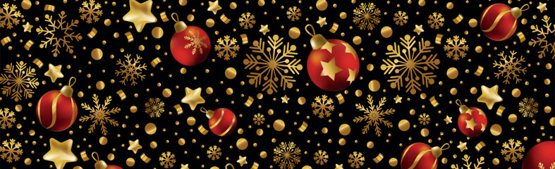 Happy New Year and Merry Christmas greeting card, holiday banner - Vector