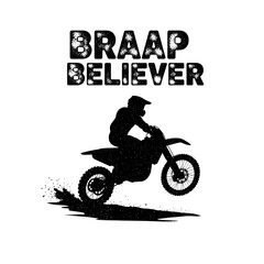 Obraz premium Braap believer motocross rider jumping isolated on transparent background design
