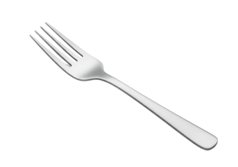 Isolated kitchen utensil, elegant shiny stainless steel fork for eating, meal equipment