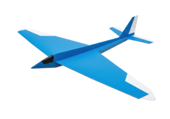 Isolated toy airplane model, blue aircraft with simple design, lightweight experimental concept