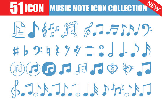 Vector Music Note Icons.  Melody and Rhythm Symbols Pack, Vector Illustration eps 10