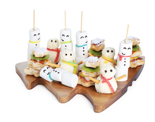 Different sweet snacks isolated on white. Christmas food