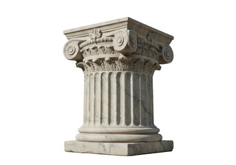 Fototapeta premium Isolated architectural fluted column design, ornate marble stone pillar, ancient Greek style