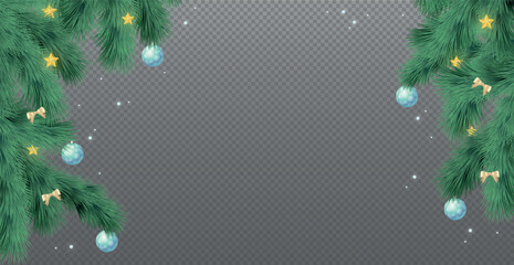 New Year Christmas background, festive fir tree, web template without background for advertising, postcards - Vector illustration