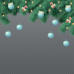 New Year Christmas background, festive fir tree, web template without background for advertising, postcards - Vector illustration