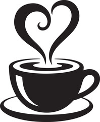 Cozy hot chocolate cup with heart shaped steam silhouette