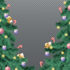 New Year Christmas background, festive fir tree, web template without background for advertising, postcards - Vector illustration