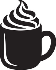 Silhouette of a coffee mug with whipped cream swirl