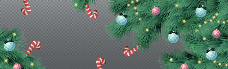 New Year Christmas background, festive fir tree, web template without background for advertising, postcards - Vector illustration