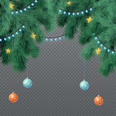 New Year Christmas background, festive fir tree, web template without background for advertising, postcards - Vector illustration