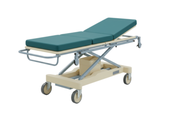 Isolated hospital stretcher bed on wheels for patient transportation in clinic or ER care