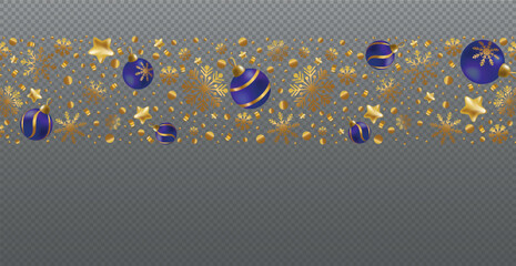 Panoramic Festive New Year Christmas Web Template for Postcard, Advertising No Background - Vector illustration