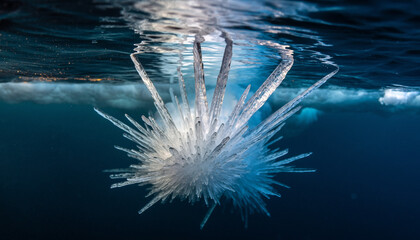 iceberg underwater, melting ice, ocean surface