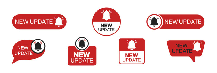 Update and New Label Icons Set — Modern Vector Badges for App Upgrade, Download and Business Design Templates, Colorful Stickers and Tags