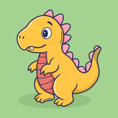 Cute Standing Baby Dinosaur Cartoon Vector Illustration