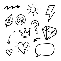 Fototapeta premium Cute hand-drawn doodle symbol collection for creative design projects