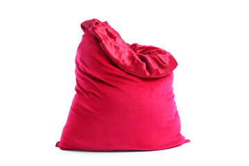 One red Santa's bag isolated on white