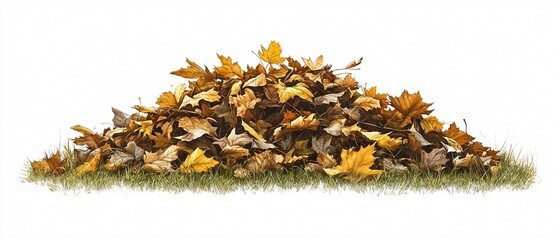 Collecting autumn leaves with a rake outdoors