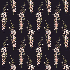 Floral seamless pattern featuring delicate flowers on a dark background for elegant designs