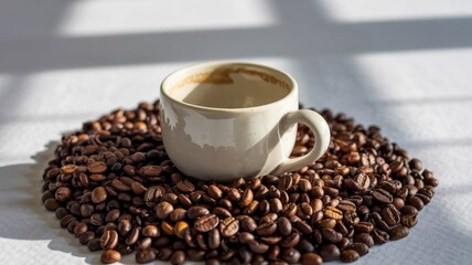 Fototapeta premium cup of coffee with beans