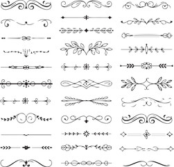 Elegant vintage ornamental dividers and borders for decorative design projects