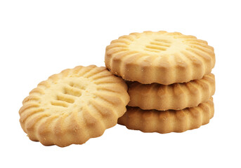Isolated Shortbread Cookies Stacked with Cookie Beside, Sweet Biscuit Dessert Pastries Baked Goodness