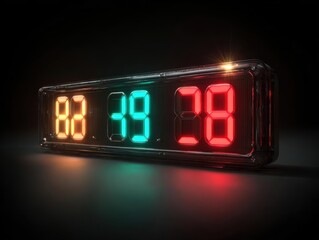 Luminous side view, numbers flash, digital countdown, rush of limited-time offer