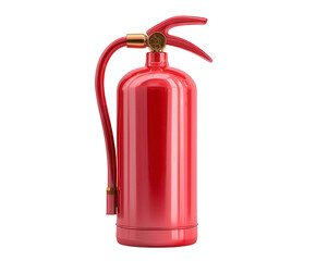 Fototapeta premium A bright red fire extinguisher isolated on a transparent background, a common safety device for extinguishing fires
