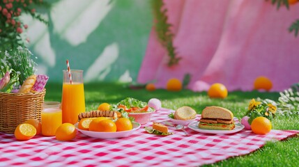 Elegant Pink Carpet on Green Lawn