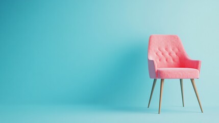 Elegant Pink Chair on Soft Blue Background