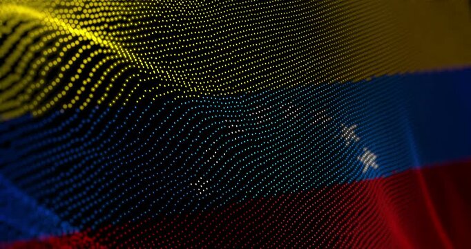Venezuela flag waving pixel. Venezuelan blowing banner cyber attack hack and security concept animation.