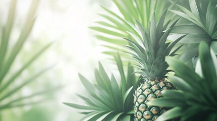 Vibrant Pineapple Leaves on Bright Backdrop