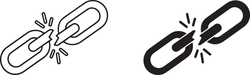 Obraz premium Broken link icon set. flat illustration of vector icon on white background