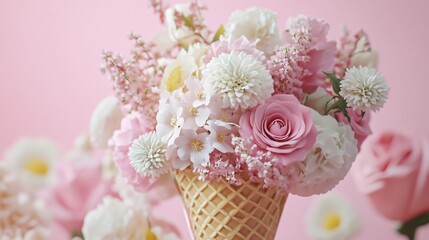 Elegant Pink and White Floral Gelato Composition