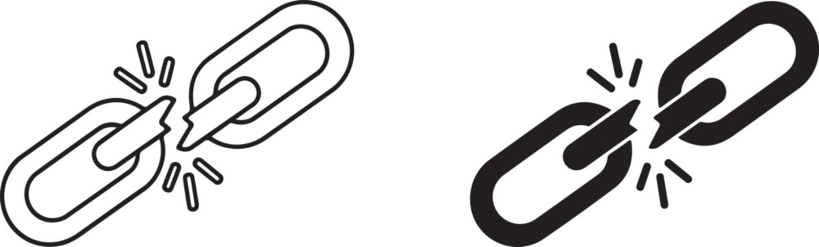 Broken link icon set. flat illustration of vector icon on white background