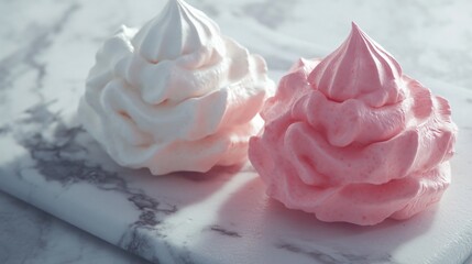 Delicate Pink and White Meringue Presentation