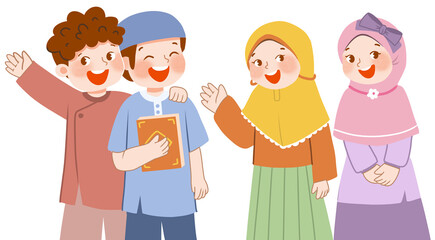 Muslim kids go to mosque