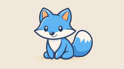 Adorable baby blue fox mascot with a fluffy white-tipped tail, a cute and charming vector character illustration isolated on a light background