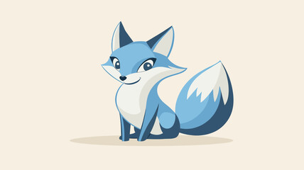 Cute Blue Fox Sitting Down with a Smiling Face, Vector Illustration of a Cartoon Fennec Fox